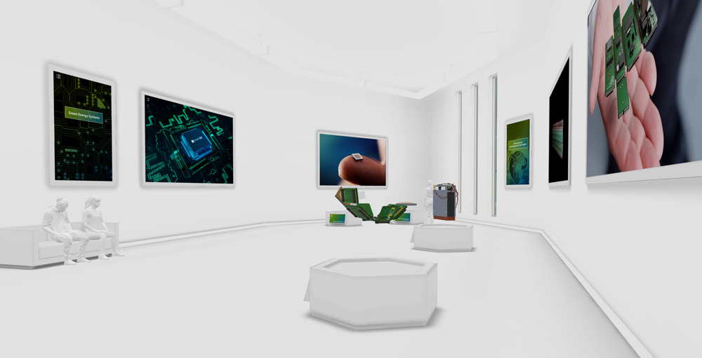 Einblick in den Green ICT-Bereich des 3D-Showrooms der Forschungsfabrik Mikroelektronik Deutschland